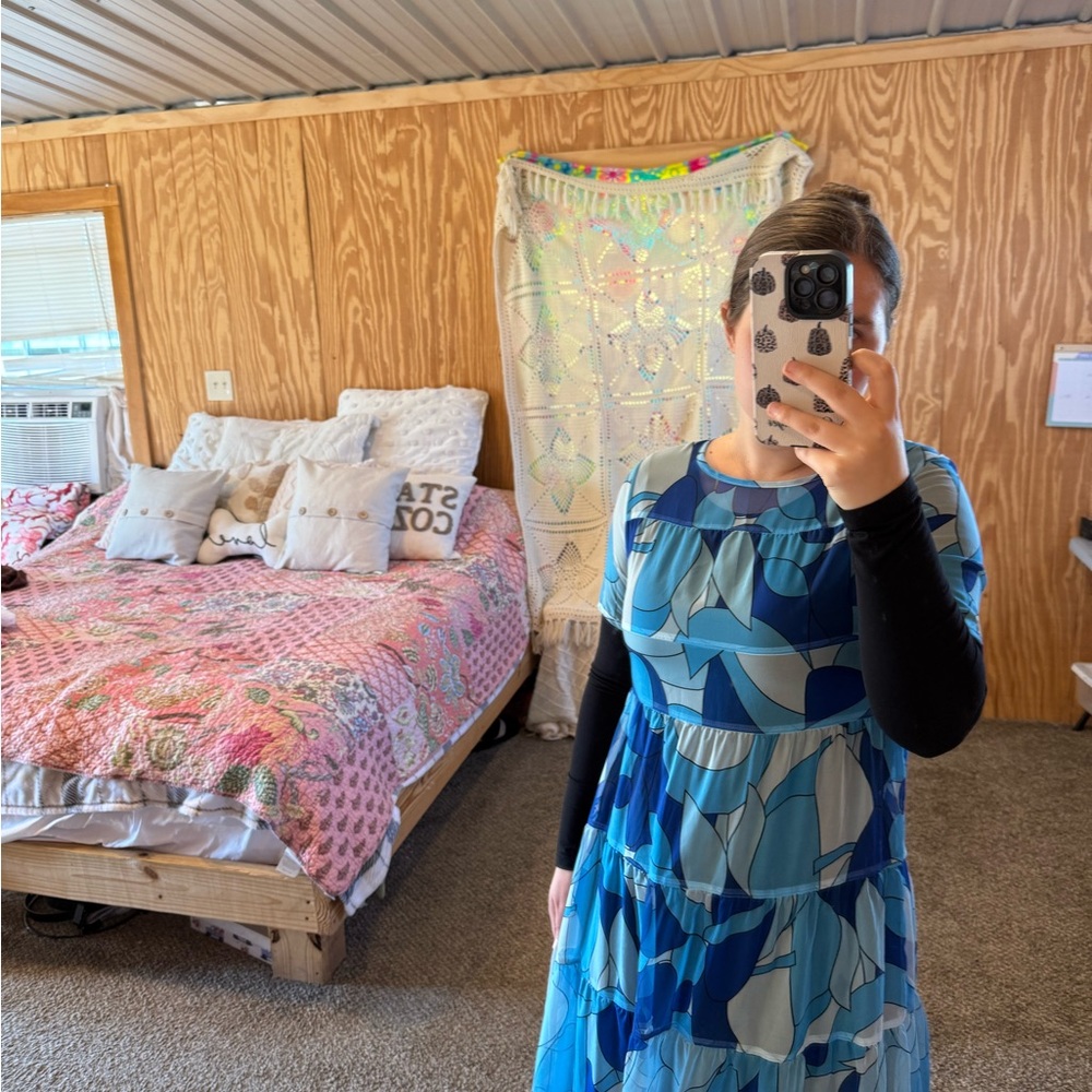 Blue Patterned Maxi Dress - Picture 3 of 3